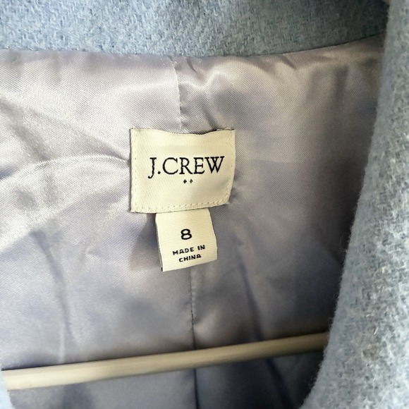 J Crew Lady Day Wool Blend Long Pea Coat Periwinkle Blue Gold Buttons Womens 8 - Picture 4 of 6